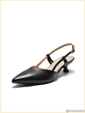 Women's Slingback Kitten Heels Pointed Toe Low Pump Dress Work Wedding Shoes